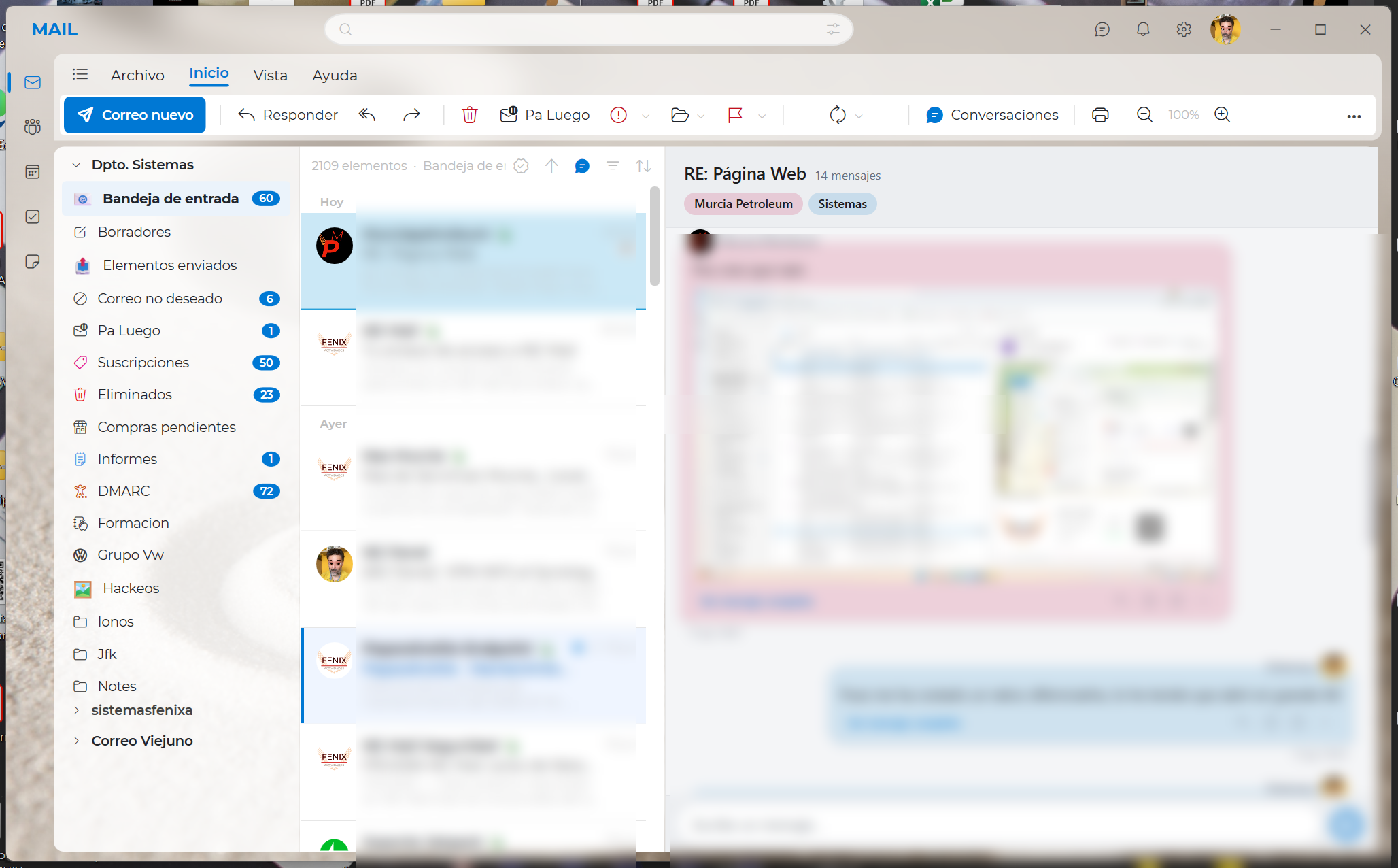 Conversaciones agrupadas estilo chat en NE Mail